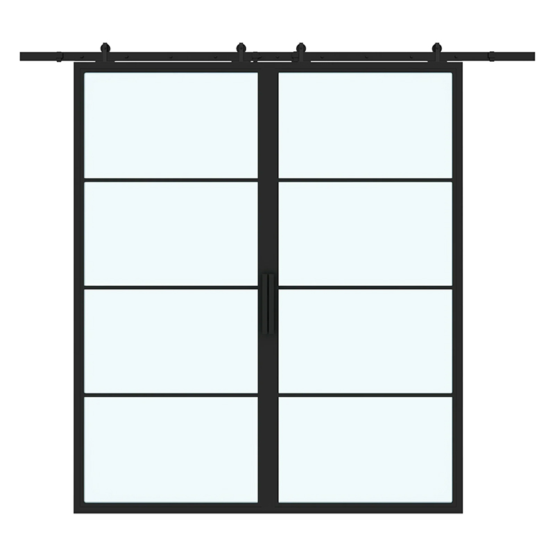 4 Lites stalen frame glazen schuurdeur 1