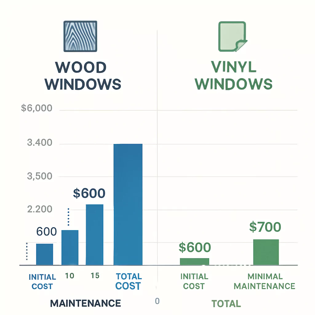 Wood vs. Vinyl Windows: A Detailed Comparison of Cost, Looks, and Maintenance 1 20 Year Total Cost of Ownership Comparison