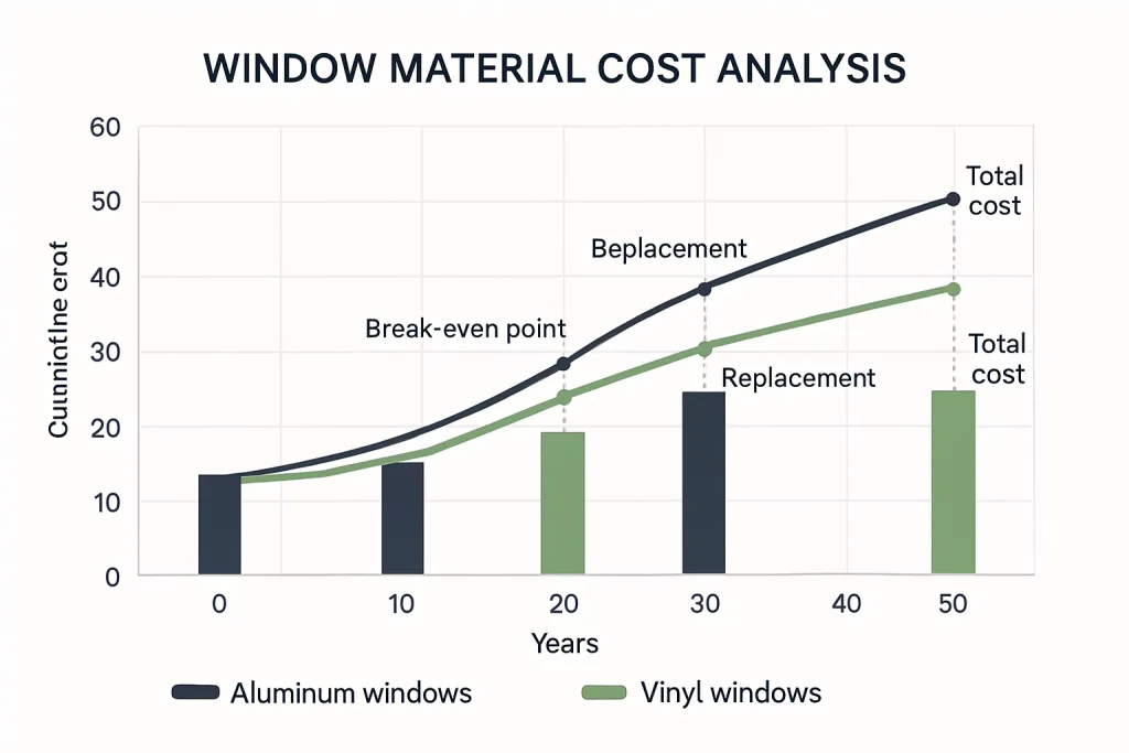 Aluminium- vs. Vinylfenster: Haltbarkeit, Kosten und Leistung 2 Kostenanalyse für Fenstermaterial